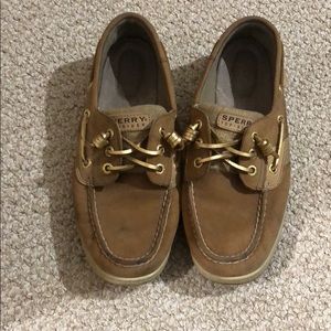 Brown sperry top slider shoe
